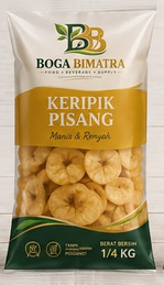 Kemasan Keripik Pisang Gurih Manis 250 gram Boga Bimatra
